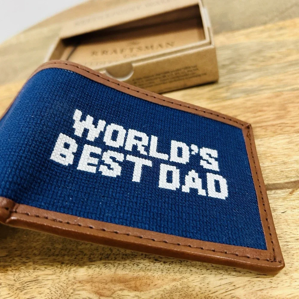 The Kraftsman Co Needlepoint World's Best Dad Wallet New